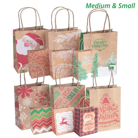 Kraft Christmas Gift Bags Assorted 24 Count Bulk Set 6 Jumbo 6 Large 6