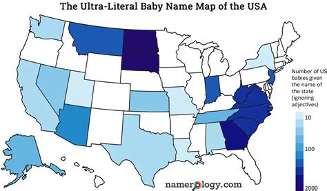 The Ultra Literal Name Map Of The United States Namerology