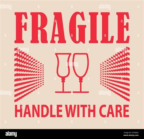 Fragile Handle With Care Sticker Fragile Label With Broken Glass Symbol Vector Stock Vector