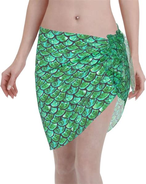 Mermaid Women Short Sarong Beach Wrap Sheer Bikini Chiffon Swimsuit