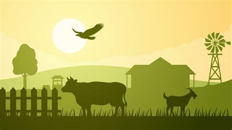 Farm Landscape Silhouette Vector Art, Icons, and Graphics for Free Download