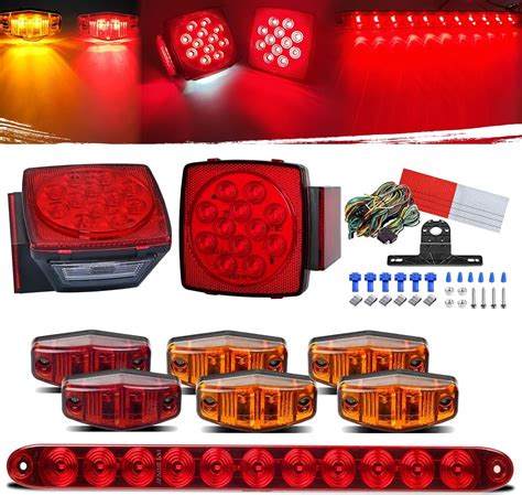 Aila Complete Led Trailer Light Kit Submersible Ip68 Led Stop Turn Tail Side Marker