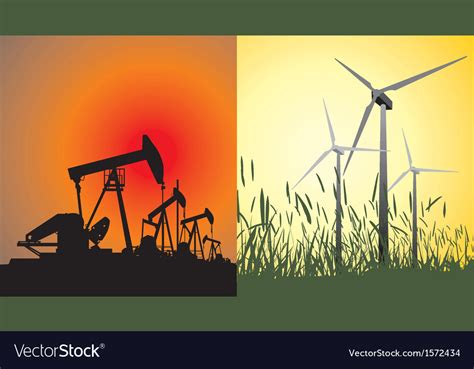 Conventional And Renewable Energy Generation Vector Image