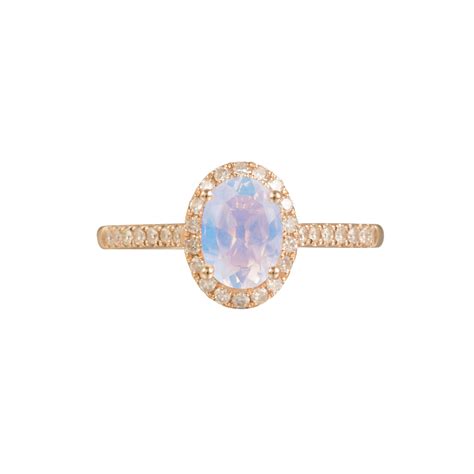 Moonstone Halo Ring Azalea Sunday Island Jewelry