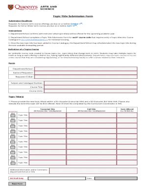 Fillable Online Fas Topic Title Submission Form Fax Email Print