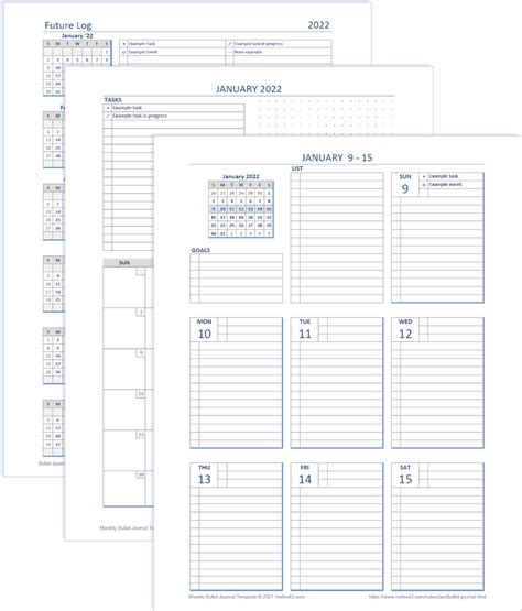 Bullet Journal Templates for Excel and PDF