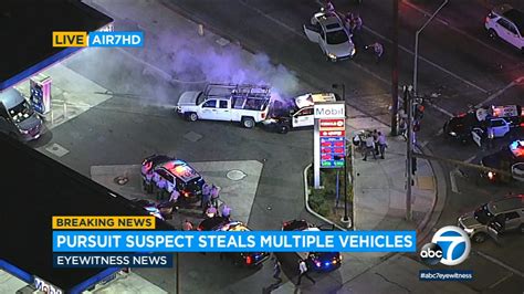 Orange County Police Chase Suspect Steals Van Rams Into Police Cruiser