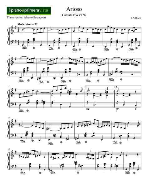 Arioso Sheet Music For Piano Solo