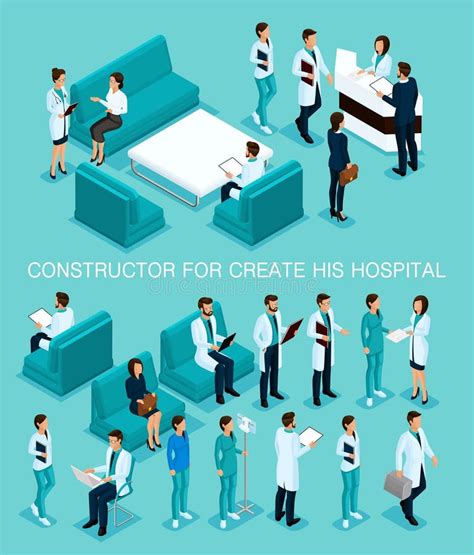 Isometric Doctors And Patients Set Stock Vector Illustration Of