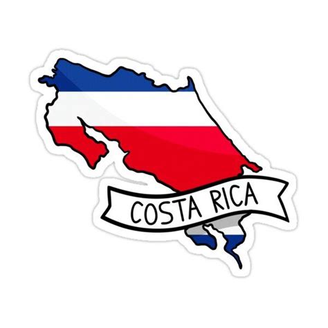 Costa Rica Sticker With The Countrys Flag And Ribbon Around It On A