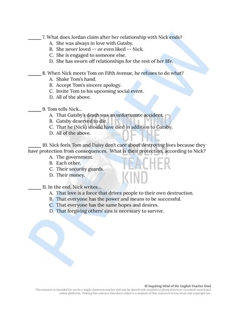 The Great Gatsby Chapter 9 Quiz and Answer Key - Classful