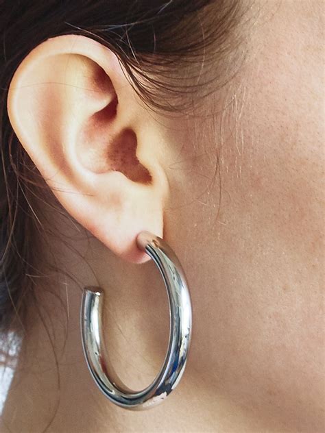 Medium Silver Hoop Earrings Gap