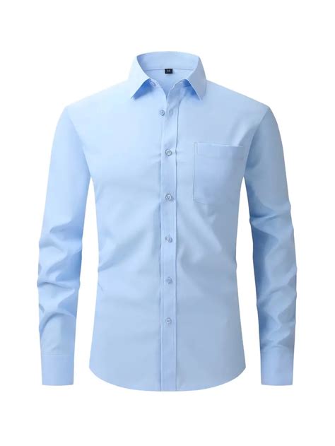 Mens Formal Classic Design Button Shirt Chest Pocket Male Temu