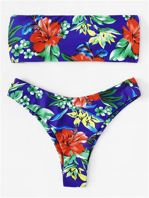 Flower Print Bandeau Bikini Set Bandeau Bikini Set Bikinis Printed