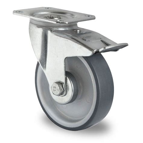 Swivel Castor with Total Brake Ø 125 mm Series P2V2 Roller Bearing from