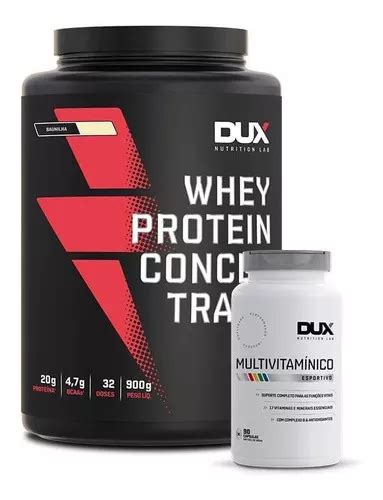 Whey Protein Concentrado Morango 900g Multivitamínico Dux MercadoLivre