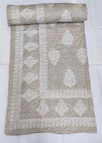 Peach Jaipuri Cotton Single Bed Printed Razai Size Inch X Inch