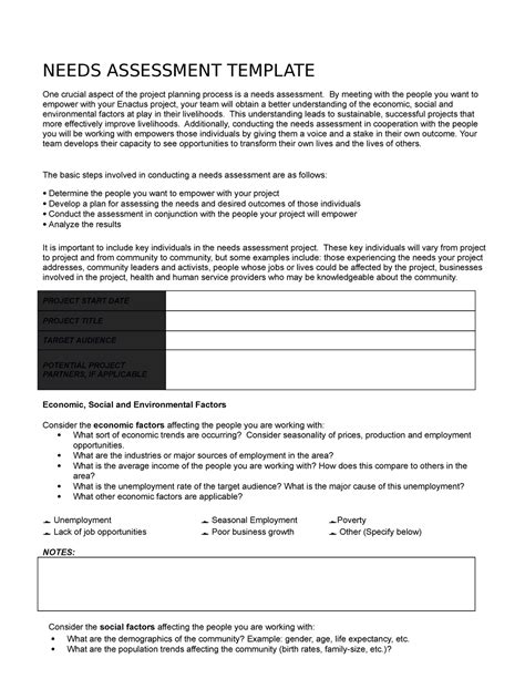 Needs-Assessment-Template - NEEDS ASSESSMENT TEMPLATE One crucial