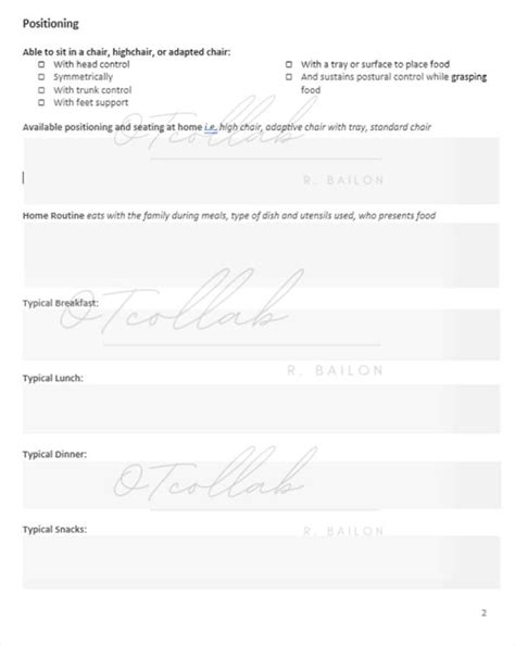 Pediatric Feeding Therapy Evaluation Guide Fillable Pdf Etsy