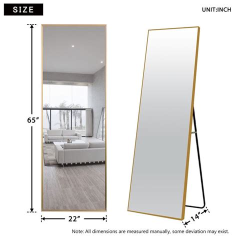 Neutype X Gold Rectangular Full Length Floor Mirror With Stand