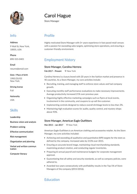 Store Manager Resume Guide And 12 Resume Samples Pdf 2019