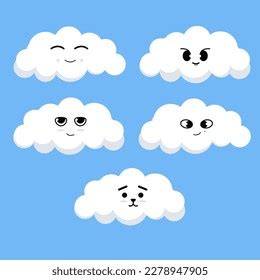 Five White Clouds Different Faces Various Stock Illustration 2278947905 ...