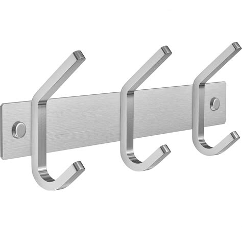 Sayoneyes Silver Coat Rack Wall Mount With 3 Double Hooks For Hanging 9 Inch Sus304 Stainless