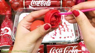 Series RED COCA COLA Slime Mixing Random Things Into GLOSSY Slime