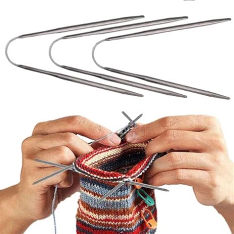 Купить 3pcs Multi Size Circular Knit Needles Crochet Metal Loop Needles