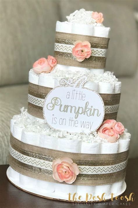 Pink Pumpkin Diaper Cake Baby Shower Centerpiece Decor Girl Fall A