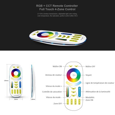 T L Commande Radio Ghz Zones Pour Ruban Led Rgb Cct