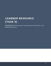 BSBMGT605 Learner Resource TASK 3 Pdf LEARNER RESOURCE TASK 3