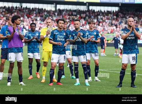 ROTTERDAM, NETHERLANDS - AUGUST 20: players of Feyenoord thanking their ...