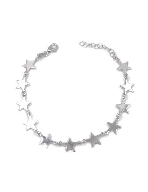 925 Sterling Silver Stars Chain Bracelet M B Argenti Di Muscariello