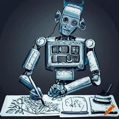 Robot Writing Poetry At A Desk On Craiyon