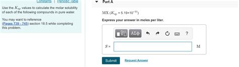 Solved Constants| Periodic Table Part A Use the Ksp values | Chegg.com