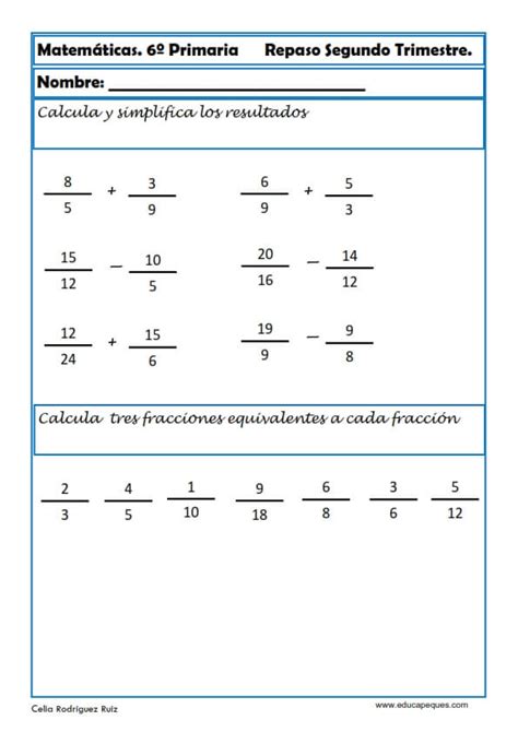 30 Fichas De Matemáticas Para Sexto De Primaria