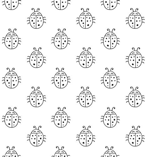 Premium Vector Seamless Pattern Of Hand Drawn Ladybug