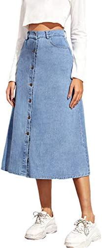 Wdirara Womens Casual Button Front Mid Waist A Line Full Length Denim Skirt At Amazon Womens