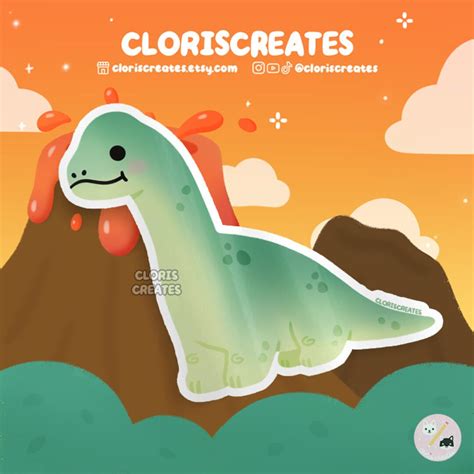 Brontosaurus Dinosaur Waterproof Vinyl Sticker Kawaii Chibi Prehistoric