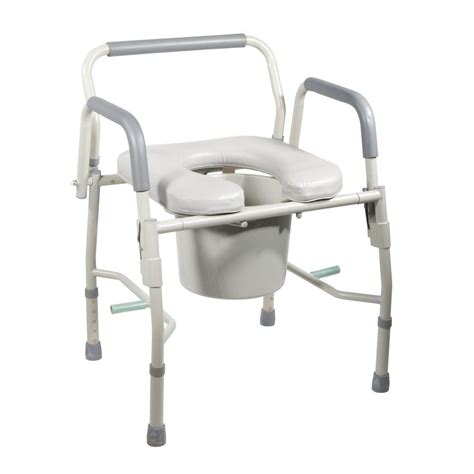 Drive Steel Drop Arm Bedside Commode With Padded Seat And Arms