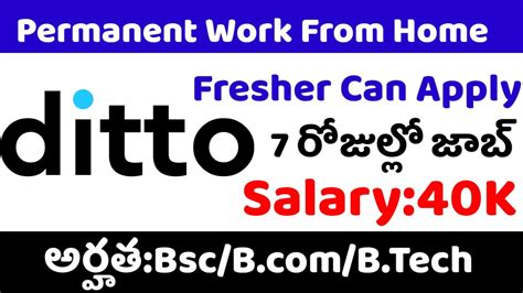 Ditto Latest Recruitment Latest Jobs In Telugu Work From Home