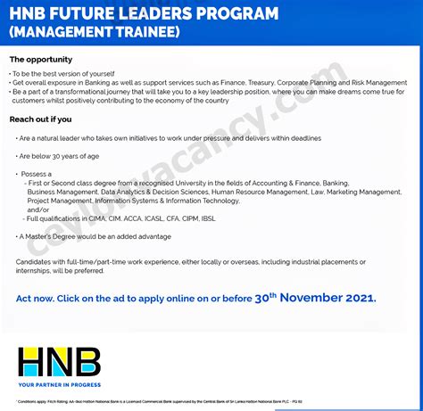 Hnb Careers 2021 Management Trainee Ceylon Vacancy