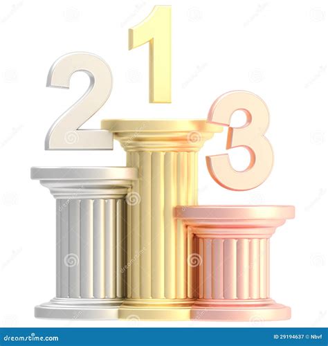 Winner Pedestal Golden Bronze Silver Pillars Royalty Free Stock