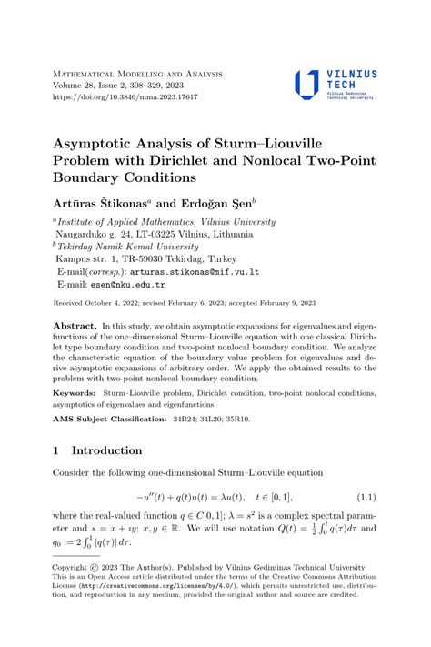 Pdf Asymptotic Analysis Of Sturm Liouville Problem With Dirichlet And