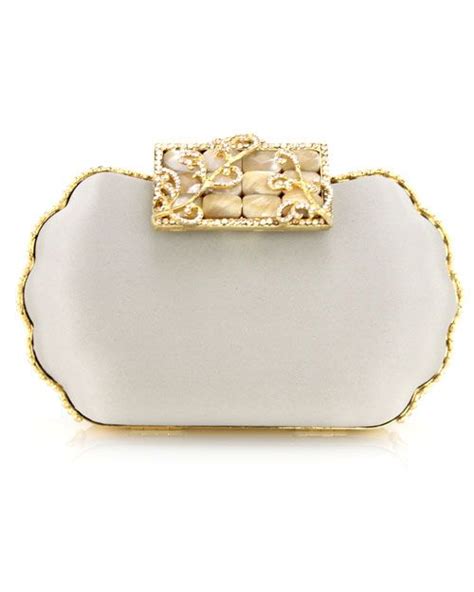 Edidi Champagne Satin Clutch 7½ W X 4½ T X 2½ D Crystal Clutch