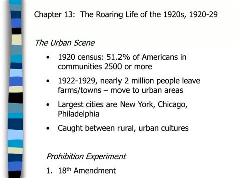 Ppt Chapter 13 The Roaring Life Of The 1920s 1920 29 The Urban