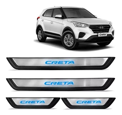 Kit Soleira Hyundai Creta A A O Inox Led Azul