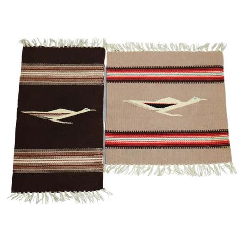 Two Southwest Native American Indian Navajo Style Wool Rugs with Birds ...