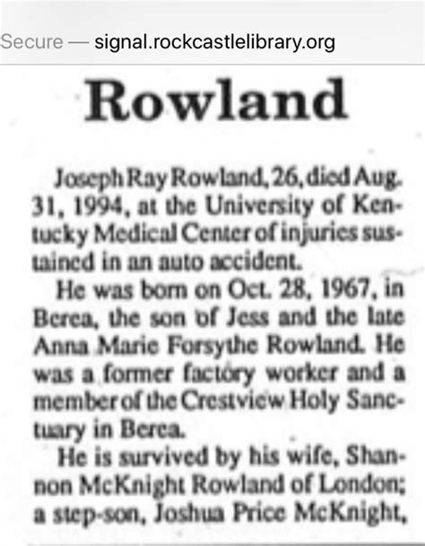 Joseph Ray Joey Rowland 1967 1994 Mémorial Find a Grave